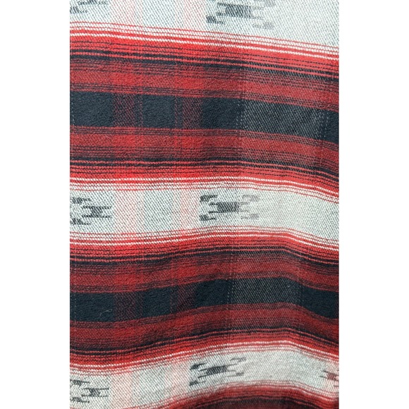 Burton Mens Flannel Shirt L Red Black Aztec Button Down Long Sleeve Snowboarding - Picture 8 of 10